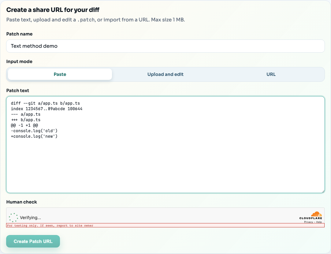 Paste patch text method